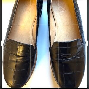 MM6 Maison Martin Margiela Black Croc-Embossed platform loafers